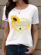 economico Magliette Festa della Mamma-Festa della mamma Per donna Maglietta Floreale Grafico Lettera Casual Manica Corta Girocollo Top Regolari Quotidiano Stampato Nero Bianco Verde Estate