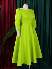 preiswerte Unter 129,99 $-Kleid Mutter der Braut Elegantes Freizeitkleid Rundhalsausschnitt Knie-Länge Polyester 3/4 lange Ärmel mit einfarbig