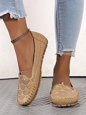 preiswerte Damenhausschuhe und -halbschuhe-Damen-Slipper mit Strasssteinen – glitzernde, ausgehöhlte flache Schuhe zum Gehen und Autofahren