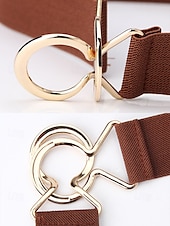 baratos Cinto Feminino-cinto elástico ajustável feminino com fivela de metal da moda - moderno e versátil - adequado para uso diário feminino e passeios casuais