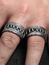 economico Accessori di Halloween-anello da uomo goth punk cucito - anello vintage in argento per motociclisti, rock e moda di Halloween