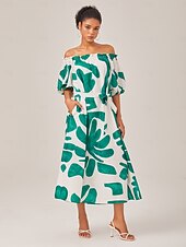 abordables Robes décontractées-robe ample à col bateau et imprimé color-block