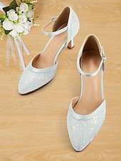 cheap 1920s-Women&#039;s 1950s Lace Ankle Strap Heels – Elegant Pointed Toe Kitten Heel Shoes for Weddings, Parties, and Formal Occasions