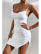 ieftine Rochii de absolvire-Pentru femei Rochie Mini Rochie albă Rochie de absolvire Rochie sexy Rochie Slip Modă Matur Absolvire Dată Ieșire Fit regulat Simplu Fără manșon Bretele Spagheti Alb Vară