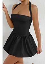 ieftine Rochii de absolvire-Pentru femei Rochie Mini Rochie albă Rochie de absolvire Rochie cu decolteu Modă Modern Absolvire Dată Petrecere ceai Fit regulat Simplu Fără manșon Gâtul halter Roz Deschis Negru Alb Roșu-aprins Vară