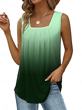cheap Graphic shop Tank tops &amp; Camis-Women&#039;s Camisole Tank Top Ombre Graphic Color Gradient Stylish Casual Sleeveless Square Neck Regular Tops Daily Ruched Print Pink Blue Green Summer