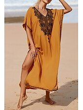 cheap Boho Dress-Women&#039;s Midi Dress Casual Dress Boho Dress Print Dress Fashion Modern Going out Beach Weekend Regular Fit Flower Short Sleeve V Neck Yellow Summer