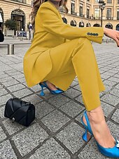 preiswerte Hosenanzüge für Mama-Hosenanzug Brautmutterkleid Elegant Einfach Hemdkragen Knöchellänge Polyester Langarm mit Einfarbig 2025