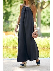 economico disegnare abiti in cotone e lino-Per donna Abito Midi Abiti ispirati al lino Abito in cotone e lino Abito Sottoveste Moda Essenziale Classico All&#039;aperto Quotidiano Ferie Vestibilità regolare Semplice Senza Maniche Spalline sottili
