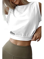 cheap Blouses &amp; Shirts-Women&#039;s Blouse Plain Casual Sleeveless Crew Neck Regular Tops Daily Holiday Going out Ruched Black White Army Green Summer