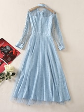 baratos Abaixo de 129,99 $-vestido de mãe da noiva em linha A, elegante, simples, gola de camisa, bolinhas, comprimento até o chão, laços, chiffon, manga longa com apliques de renda 2025