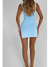 economico Abiti di Laurea-Per donna Mini Abito Abito Bianco Abito da laurea Abito in Pizzo Abito Sottoveste Moda Moderno Compleanno Laurea Data Vestibilità regolare Semplice Senza Maniche Spalline sottili Giallo Chiaro Bianco