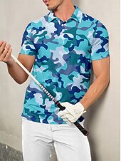 halpa Miesten golfvaatteet-Miesten Poolopaita Sininen Lyhythihainen Topit Golfasut Vaatteet Asut Wear Apparel