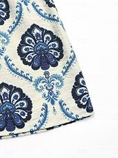 preiswerte Boho Kleider-Damen Maxikleid A-Linien-Kleid Fit and Flare Kleid Lässig Boho Urlaub Täglich Regelmäßige Passform Grafik Ärmellos V-Ausschnitt Blau Sommer