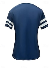 cheap Stripe&amp;Geometric tee-Women&#039;s T Shirt Ocean Striped Anchor Casual Short Sleeve Notched Neck Regular Tops Daily Going out Beach Wear Print Navy Blue Summer Spring