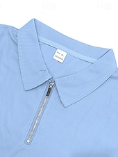 olcso Vakáció-Férfi Pólóingek Quarter Zip Polo Szabadtéri Hétköznapi viselet Hajtóka Rövid ujjú Divat Hawaii Sima 2 db Nyár Normál Fekete Fehér Sötétkék Királykék Lóhere Khakizöld Pólóingek