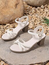 abordables Sandales de Robe-sandales noires à talons bas et lanières avec détails noués – chaussures d&#039;été décontractées et élégantes pour femmes