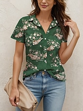 abordables T-shirt de Pâques-Chemise pour femmes de Pâques graphique floral animal décontractée manches courtes manches chauve-souris col hauts longs quotidienne vert été printemps