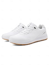 preiswerte Damen Golfschuhe-Damen Turnschuhe Flyknit Schuhe Outdoor Täglich Reise Kontrastfarbe Flacher Absatz Runde Zehe Sport Brautkleider schlicht Komfort Wanderschuhe Kunstleder Fliegendes Weben Schnürsenkel Weiß / Blau