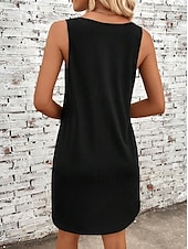 cheap Art&amp;Design Dress-Women&#039;s Mini Dress A Line Dress Summer Dress Off The Shoulder Dress Vacation Casual Daily Loose Fit Graphic Letter Sleeveless U Neck Black Summer