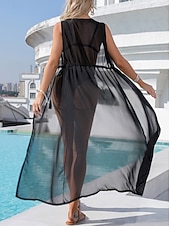 preiswerte Schwimmresse-Damen Badeanzug Zudecken Bademode Ausgeschnitten Tropisch Strandbekleidung Glatt U-Ausschnitt Ärmellos Badeanzüge