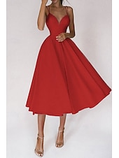 abordables Robes de Diplôme-Femmes Robe Midi Robe Blanche Robe de remise des diplômes Robe Nuisette Mode Anniversaire Remise des Diplômes Sortir Coupe régulière Uni Sans manches Bretelles spaghetti Noir Blanche Rouge Vert Été