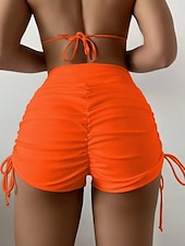 abordables Bas de bikini-Maillots de bain pour femmes boxer extensible maillot de bain taille haute vacances plage couleur unie sans manches