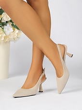 voordelige Slingback Pumps-klassieke slingback hakken - ademende fly-knit kitten pumps, geweldig voor op kantoor of diners