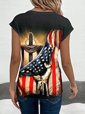  Függetlenség Napja Patrióta Női Kámzsa Top Grafika Zászló Stílusos Kényelmes Ujjatlan V Nyak Rendszeres Felsők Mindennapi Nyomtatás Fekete Nyár