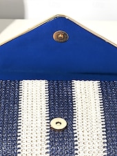 voordelige Clutches &amp; Avondtasjes-dames gestreepte geweven envelop clutch - met ketting, kan op één schouder of crossbody worden gedragen, modieus en veelzijdig, geschikt voor strandfeestjes en dagelijks gebruik zwart rood kaki