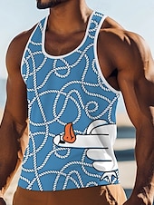 cheap Men&#039;s 3D Tank Tops-Men&#039;s Funny Duck T Shirt Vest Top Sleeveless T shirt 3D Print Crew Neck Round Shirt Vacation Casual Casual Hawaiian Holiday Red Blue Green Summer Spring Clothing Apparel S M L XL XXL XXXL
