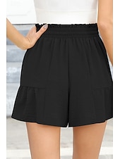 お買い得  プレーンコットンリネンパンツ-女性用 コットンリネンショートパンツ リネン風パンツ コットンリネンパンツ ストリートファッション カジュアル ショート ナチュラルウエスト 平織り ポケット 弾性巾着デザイン 通気性 快適 マイクロエラスティック カジュアル ストリートウェア 赤紫色 ワイン 海軍 アプリコット 夏 レギュラー