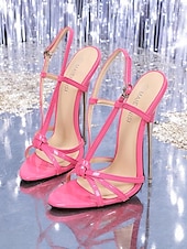 cheap Dress Sandals-Red Patent Leather Strappy Stiletto Heels – Sexy Nightclub &amp; Party Sandals for Women