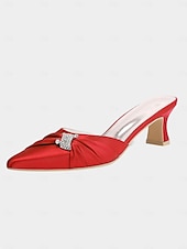 economico tacchi kitten-mules da donna con tacco a gattino impreziosite da fiocco in raso dorato – eleganti scarpe slip-on a punta per la sera e l&#039;appuntamento serale