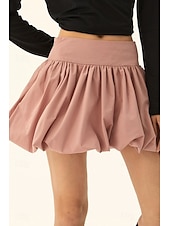 levne Mini sukně-Dámské Sukně Minisukně Módní Mini Střední vzestup Sukně Bez vzoru Nabírané šaty Lehce elastické Dovolená ulice Černá Růžová Velbloudí Šedá Léto Polyester