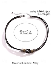 baratos Jóias Masculinas-conjunto de colar e pulseira de couro masculino – design de nó vintage com detalhes em metal, joias artesanais ajustáveis para estilo casual, motociclista e boho, perfeitas para uso diário e presentes