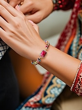 tanie Bransoletka damska-ręcznie robiona kolorowa bransoletka z naturalnych kamieni – boho koralikowa bransoletka z zawieszką z kryształków, regulowana biżuteria modowa dla kobiet, idealna na prezenty, imprezy i na co dzień