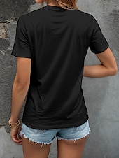 abordables T-shirt Animaux-Femmes T-shirt Graphique Animal ancien Élégant Classique Manche Courte Col en V Hauts Réguliers Quotidien Sortir Week-end Imprimé Noir et blanc Noir Été Printemps