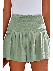 ieftine Pantaloni scurți din bumbac in-Pentru femei Pantaloni scurți inspirați din in Pantaloni Scurți Pantaloni Șic Stradă Casual Scurt Natural Simplu Talie elastică Confortabil Exterior Comfortabil Stradă Purtare Zilnică Migdală Gri