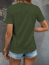 ieftine Umor &amp; Citate tricou-Pentru femei Tricou Grafic Scrisă Casual Manșon scurt În V Topuri obișnuite Zilnic Imprimeu Negru Albastru Prăfuit Trifoi Vară Primăvară