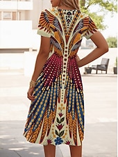 olcso Boho ruhák-Női Mini ruha Mini ruha Pólóruha Nyári ruha A vonalú ruha Elegáns Szüret Stílusos Vakáció Születésnap Hétköznapi Normál Virágos Grafika Paisley Rövid ujjú V-alakú Világos rózsaszín Sárga Medence