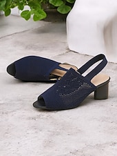 billige Kjole Sandaler-kvinners flystrikke peep toe block hæl sandaler - stilige pustende sommersko for kontor og uformelle antrekk