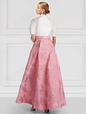 tanie Długość podłogi-Krój A Sięgająca podłoża Sukienka koszulowa Suknia Suknia wieczorowa Rękaw 1/2 Kołnierzyk koszuli Elegancja Zabytkowe Kwiaty Formalny Gość weselny Nylon Sukienka dla matki panny młodej z Kwiatowy wzór