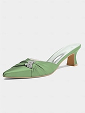 economico tacchi kitten-mules da donna con tacco a gattino impreziosite da fiocco in raso dorato – eleganti scarpe slip-on a punta per la sera e l&#039;appuntamento serale