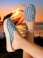 economico Slip-ons e mocassini da donna-mules espadrillas in pizzo blu da donna – scarpe con plateau slip-on con ritagli floreali per l&#039;estate, uscite casual e abbigliamento da spiaggia