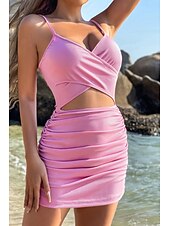 economico Abiti di Laurea-Per donna Mini Abito Abito Bianco Abito da laurea Abito Sottoveste Moda All&#039;aperto Compleanno Laurea Vestibilità regolare Semplice Senza Maniche Spalline sottili Nero Bianco Rosa Blu Reale Estate