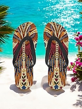 economico Infradito da Vacanza-infradito etniche boho da donna - sandali da spiaggia con motivo tribale vintage, comode pantofole estive per viaggi e festival