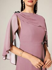 economico Abiti da festa-Per donna Taglie Forti Abito Midi Set di vestiti Abito a trapezio Elegante Ospite di nozze Cocktail party Vestibilità regolare Semplice Senza Maniche Scollo a Barca Rosa polverosa Estate