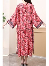 abordables Hauts de plage-Femmes Maillots de Bain Vêtement couvrant Maillot de bain Nœud devant Tropical Tenues de plage Fleur Fil en V manche longue Maillots de bain