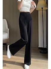 お買い得  パンツ-女性用 スーツ ストリートファッション カジュアル 全長 ナチュラルウエスト 平織り ポケット 弾性巾着デザイン 通気性 ソフト 快適 マイクロエラスティック カジュアル お出かけ ブラック ホワイト コーヒー 夏 レギュラー